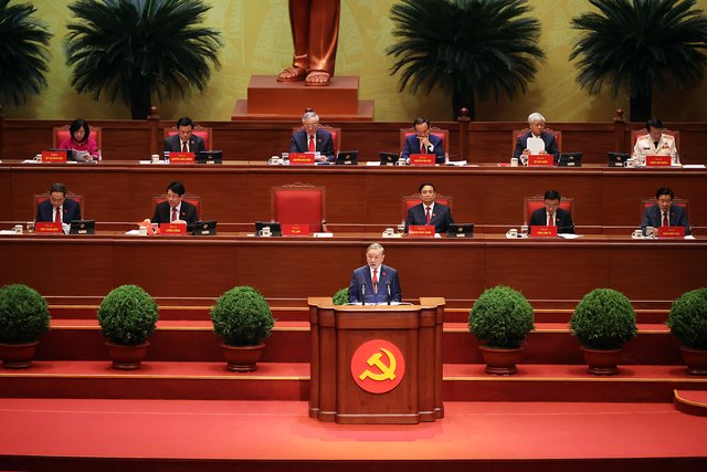 Tổng Bí thư Tô Lâm phát biểu tại Đại hội đại biểu toàn quốc lần thXIV của Đảng. Ảnh: VGP/Nhật Bắc