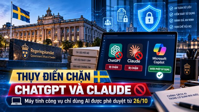Thụy Điển chặn ChatGPT và Claude trên máy tính công vụ từ 26.10