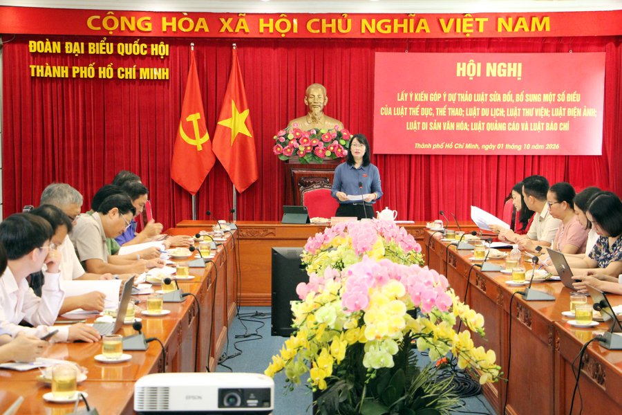 Đoàn đại biểu Quốc hội TP.HCM tổ chức Hội nghị lấy ý kiến góp ý dự thảo Luật sửa đổi, bổ sung một số điều thuộc lĩnh vực VHTTDL