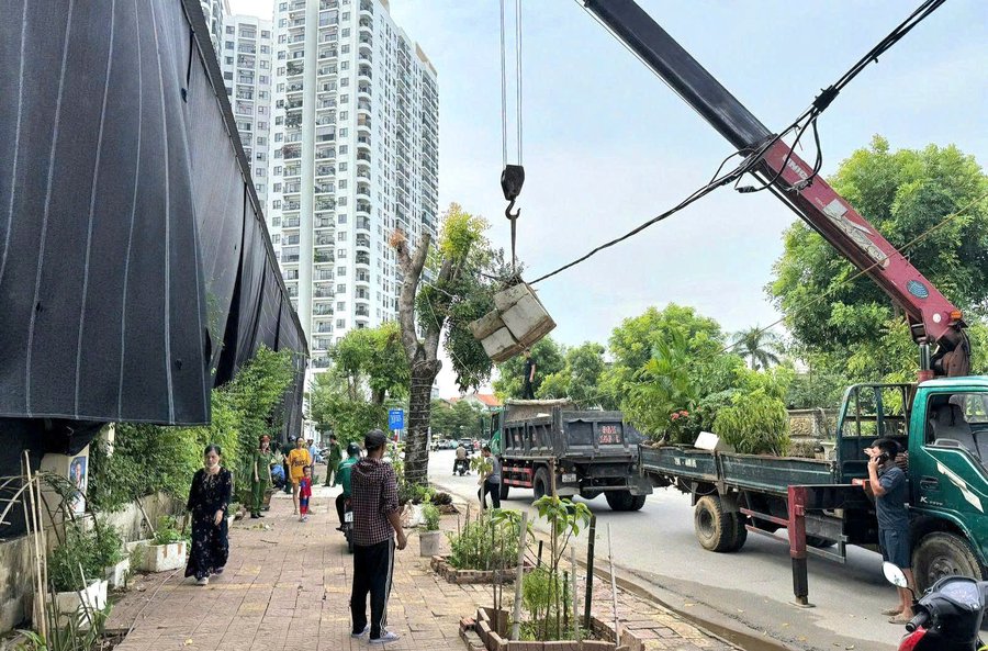 Phương tiện được huy động phục vụ công tác tháo dỡ, vận chuyển các vật dụng trong quá trình ra quân