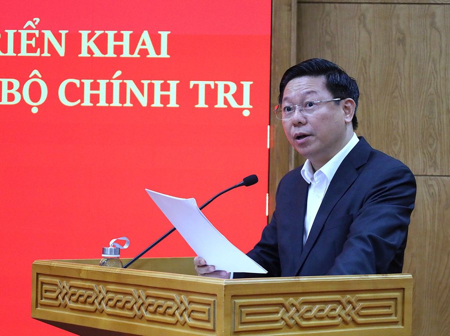 Uỷ viên Trung ương Đảng, Phó Trưởng ban Thường trực Ban Tuyên giáo Trung ương Trần Thanh Lâm quán triệt Nghị quyết số 25-NQ/TW của Bộ Chính trị và Chỉ thị 07-CT/TW. Ảnh: ĐCS