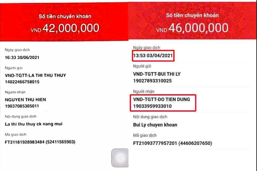 Những hóa đơn hàng chục triệu đồng được thanh toán vào tài khoản cá nhân