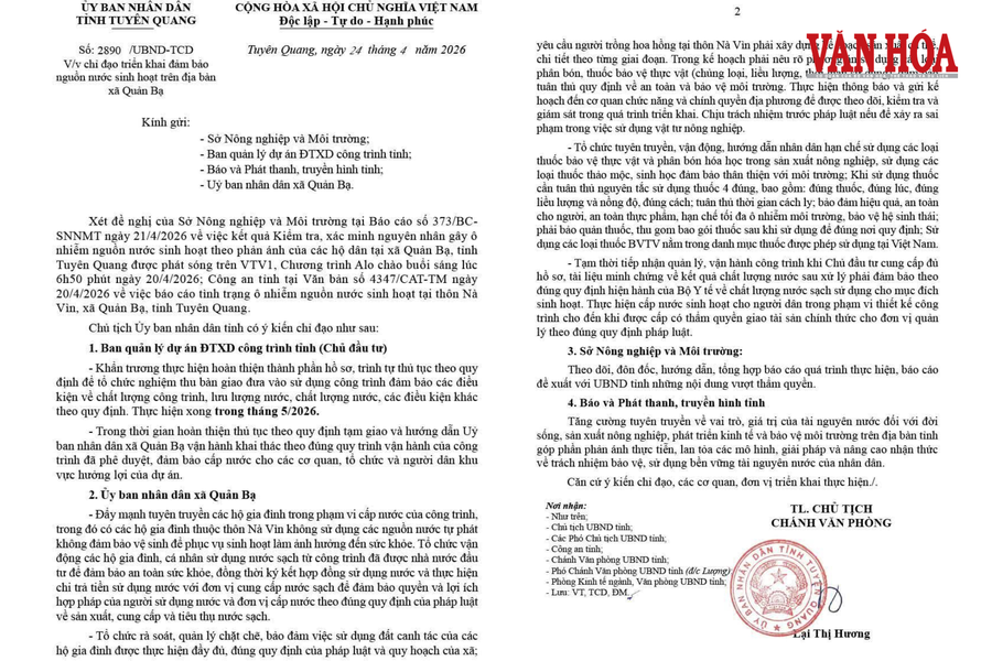 Tuyên Quang chỉ đạo triển khai đảm bảo nguồn nước sinh hoạt tại xã Quản Bạ