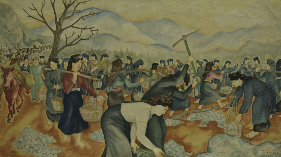 Tác phẩm "Việt Bắc" (đắp đường) - (hoạ sĩ Đào Đức, 1954)