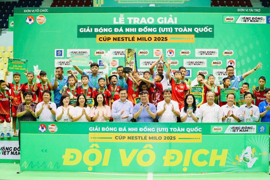 Đội U11 Hưng Yên giành chức vô địch tại vòng chung kết (VCK) Giải bóng đá nhi đồng U11 toàn quốc Cúp Nestlé MILO 2025