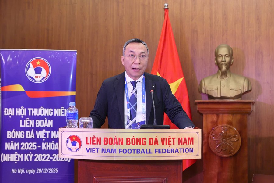 Chủ tịch LĐBĐVN Trần Quốc Tuấn phát biểu tại buổi lễ