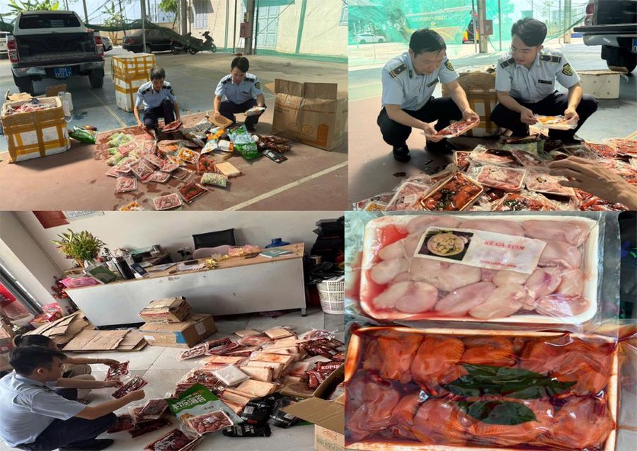 Gần 1 tạ thực phẩm không rõ nguồn gốc xuất xứ bị phát hiện tại cửa hàng Đào Sen, phường Rừng Thông, TP Thanh Hóa. Ảnh: Công an Thanh Hoá