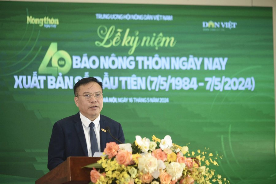 Ông Lưu Quang Định - Tổng biên tập Báo NTNN phát biểu tại Lễ kỷ niệm 40 năm ngày xuất bản số báo đầu tiên