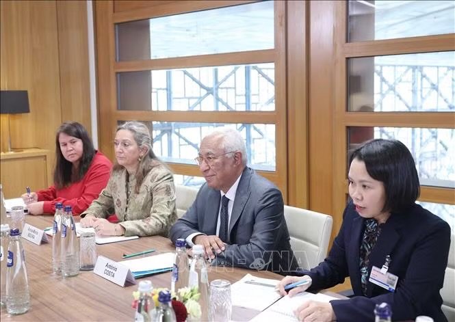 Chủ tịch Hội đồng châu Âu Antonio Costa phát biểu tại cuộc gặp hẹp Tổng Bí thư, Chủ tịch nước Tô Lâm trước hội đàm. Ảnh: Thống Nhất/TTXVN